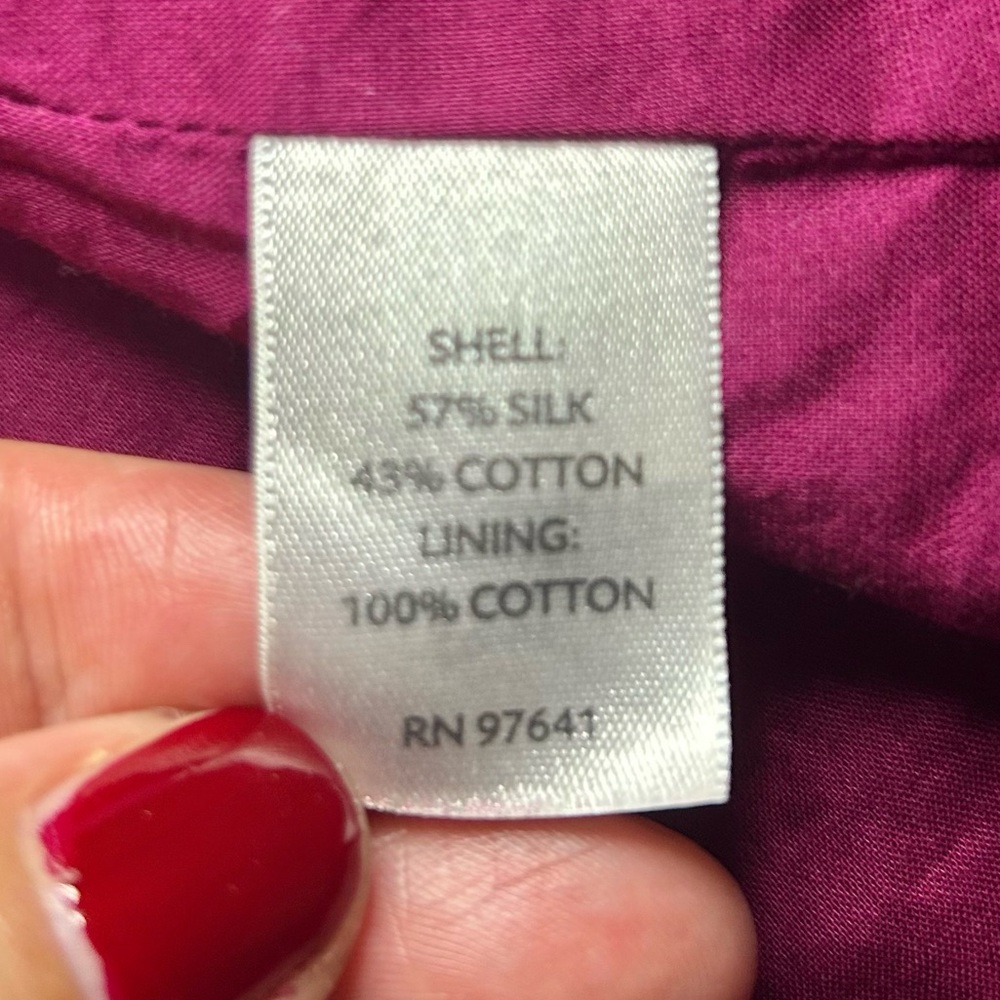 J. Jill Fuchsia Plum Silk & Cotton Blend Button Front Short Sleeve Blazer Sz XL - Picture 15 of 16